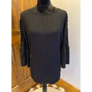 Time and Tru Black Womens Corset Laced Bell Sleeve Size XL Top Blouse Stylish